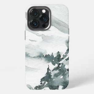 Wasserfarbene Winterlandschaften - Berggipfel iPhone 13 Pro Hülle