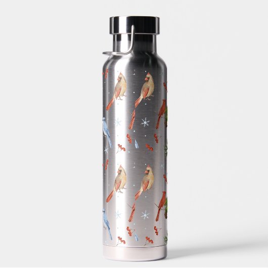 Wasserfarbene Wintervögel im Kardinal Trinkflasche (Rechts)