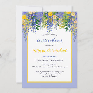 Wasserfarbene Wisteria-Blumen-Brautpaar-Dusche Einladung