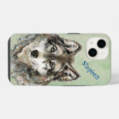 Wasserfarbene Wolfen Custom Wildlife Nature Art iPhone Hülle (Rückseite (Horizontal))