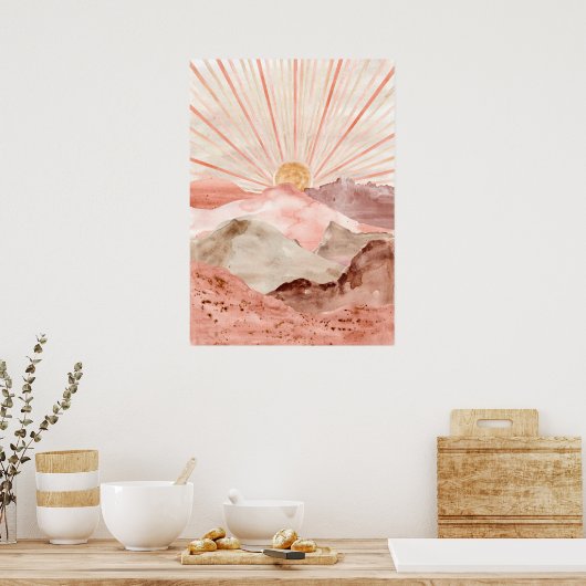 Wasserfarbene Wüstenlandschaft abstrakter Sand Mod Poster (Küche)