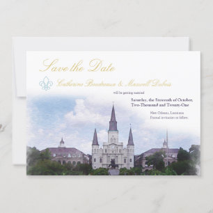 Wasserfarbene Zielort: New Orleans Save The Date