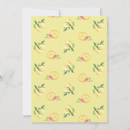 Wasserfarbene Zitrone und Rose Bridal Tee Party Einladung (Rückseite)
