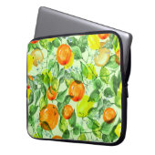 Wasserfarbene Zitronen, Blume, Zitrusmuster. Laptopschutzhülle (Vorderseite Links)