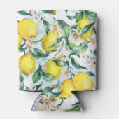 Wasserfarbene Zitronen, frischer Zitruszweig. Dosenkühler (Rückseite)