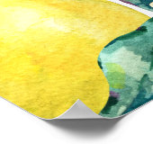 Wasserfarbene Zitronen, frischer Zitruszweig. Poster (Ecke)