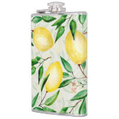 Wasserfarbene Zitronen, nahtlose Fruchtmuster. Flachmann (Links)