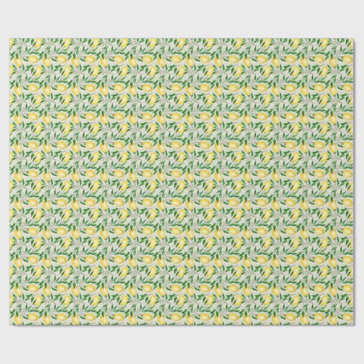 Wasserfarbene Zitronen, nahtlose Fruchtmuster. Geschenkpapier (Flach)