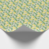 Wasserfarbene Zitronen, nahtlose Fruchtmuster. Geschenkpapier (Ecke)