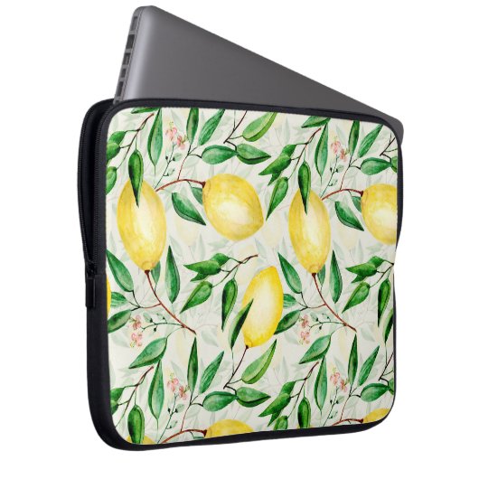 Wasserfarbene Zitronen, nahtlose Fruchtmuster. Laptopschutzhülle (Vorne Rechts)