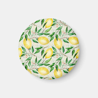 Wasserfarbene Zitronen, nahtlose Fruchtmuster. Magnet