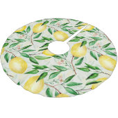 Wasserfarbene Zitronen, nahtlose Fruchtmuster. Polyester Weihnachtsbaumdecke (Schrägansicht)
