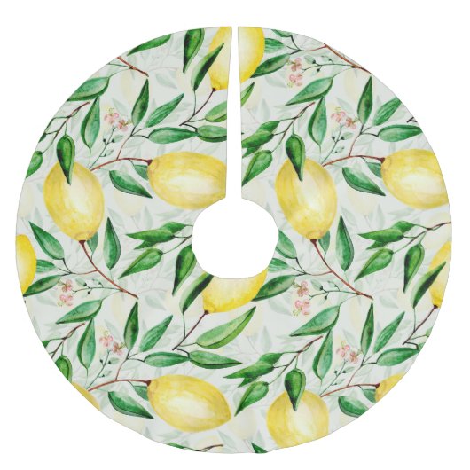 Wasserfarbene Zitronen, nahtlose Fruchtmuster. Polyester Weihnachtsbaumdecke (Vorderseite)