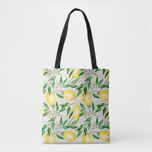 Wasserfarbene Zitronen, nahtlose Fruchtmuster. Tasche (Vorderseite)