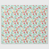 Wasserfarbene Zitronen Obstpapaya, Birne, Erdbeere Geschenkpapier (Flach)