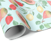 Wasserfarbene Zitronen Obstpapaya, Birne, Erdbeere Geschenkpapier (Rolleneckpunkt)