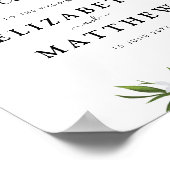 Wasserfarbene Zitronen und Grünpflanzen Hochzeitsz Poster (Ecke)