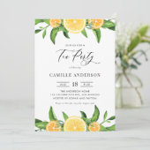 Wasserfarbene Zitronen und Orangen Sommerteppich P Einladung (Stehend Vorderseite)