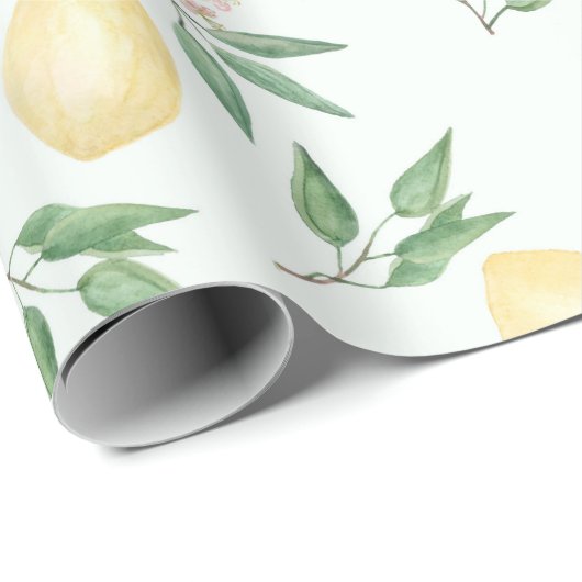 Wasserfarbene Zitronen Zitrusfrüchte Natur frisch  Geschenkpapier (Rolleneckpunkt)