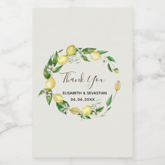 Wasserfarbene Zitrusfrüchte Weinkultur und Erde We Weinetikett (Einzelnes Label)