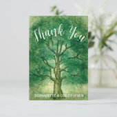 Wasserfarbeneiche Tree Retro Rustikale Hochzeit Dankeskarte (Stehend Vorderseite)