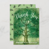 Wasserfarbeneiche Tree Retro Rustikale Hochzeit Dankeskarte (Vorne/Hinten)