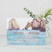 Wasserfarbeneinladung für Cabo Mexiko Einladung (Stehend Vorderseite)