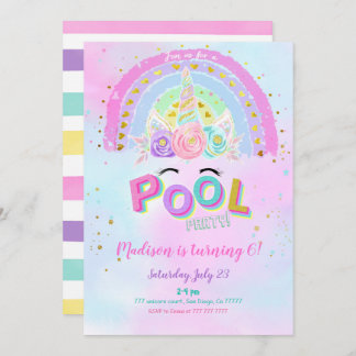 Wasserfarbeneinlass & Pool Einladung zum Geburtsta