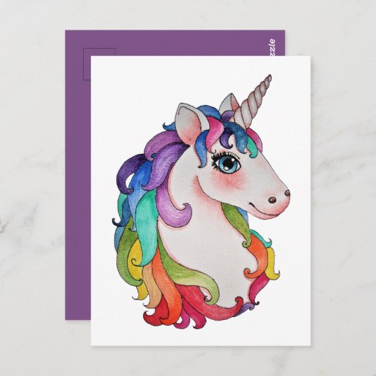 Wasserfarbeneintöne mit Regenbogenhaar Postkarte (Vorne/Hinten)