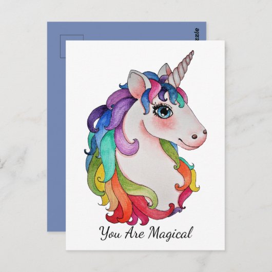 Wasserfarbeneintöne mit Regenbogenhaar Postkarte (Vorne/Hinten)