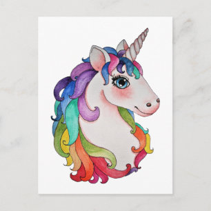 Wasserfarbeneintöne mit Regenbogenhaar Postkarte