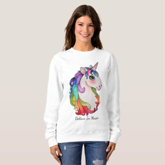 Wasserfarbeneintöne mit Regenbogenhaar Sweatshirt (Vorne ganz)