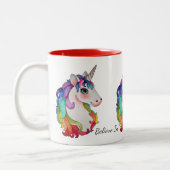 Wasserfarbeneintöne mit Regenbogenhaar Zweifarbige Tasse (Links)