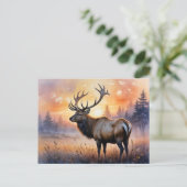WasserfarbenElch bei Sonnenaufgang Postkarte (Stehend Vorderseite)