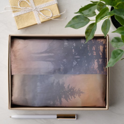 WasserfarbenElch bei Sonnenaufgang Seidenpapier (Geschenk)