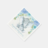 WasserfarbenElephant Dusty Blue Floral Jungle Baby Serviette (Ecke)