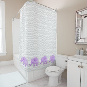 WasserfarbenElephant Shibori Primitive Zickzack Duschvorhang