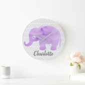 WasserfarbenElephant Shibori Primitive Zickzack Große Wanduhr (Zuhause)