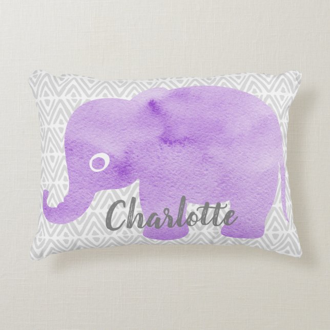 WasserfarbenElephant Shibori Primitive Zickzack Zierkissen (Vorderseite)