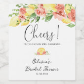 Wasserfarbenemon | Botanisches Brautparty Weinetikett (Einzelnes Label)