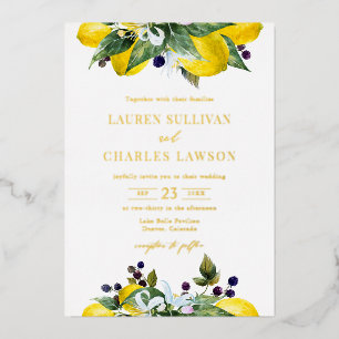 Wasserfarbenemon und BlackBerry Summer Wedding Folieneinladung