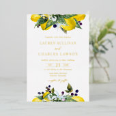 Wasserfarbenemon und BlackBerry Summer Wedding Folieneinladung (Stehend vorne)