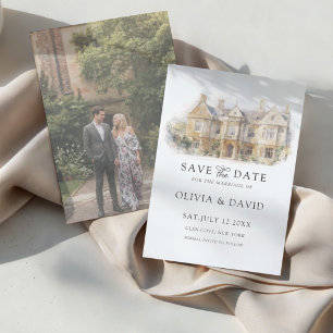 Wasserfarbenen Veranstaltungsort Hochzeit Termin v Save The Date