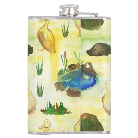 Wasserfarbenente Flachmann (Rückseite)