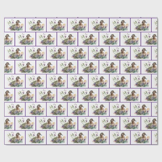 Wasserfarbenente in Blume Geschenkpapier (Flach)