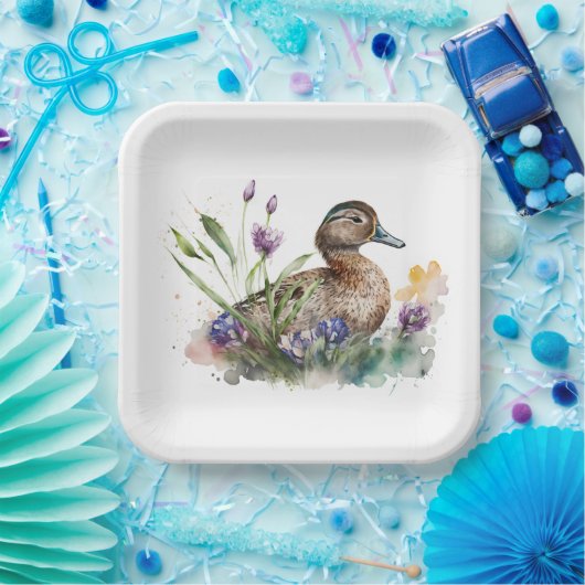 Wasserfarbenente in Blume Pappteller (Party)