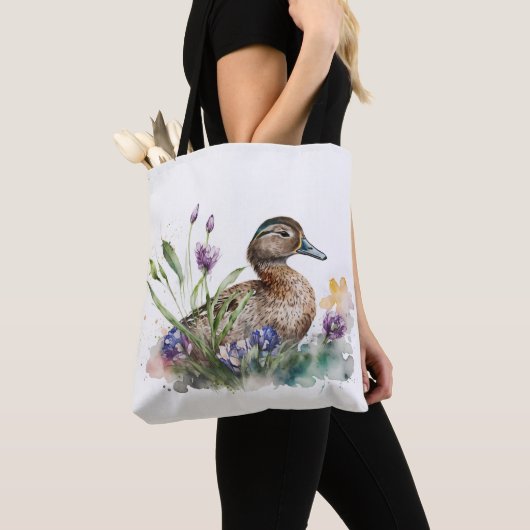 Wasserfarbenente in Blume Tasche (Von Nahem)