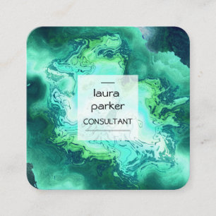 Wasserfarbener abstrakter Spritzer Pinsel Minimal  Quadratische Visitenkarte
