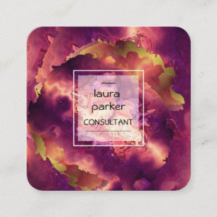 Wasserfarbener abstrakter Spritzer Pinsel Minimal Quadratische Visitenkarte