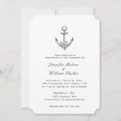 Wasserfarbener Anker mit Hochzeit von Blume Einladung (Vorderseite)